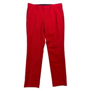 Express 30x28 Bright Red Conscious Edit Flannel Wool Dress Suit Pants Slim Fit